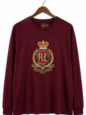 Polo Ralph Lauren Crest Logo Long Sleeve Tee 2XB Big & Tall Burgundy